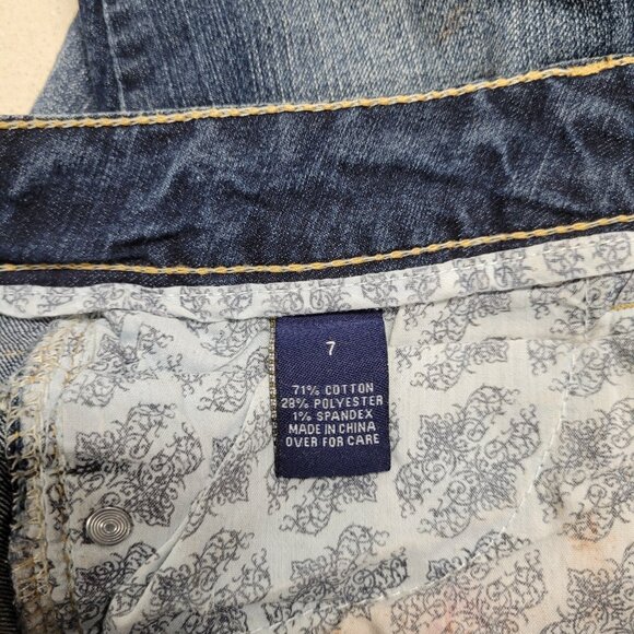 Reign Cropped Embellished Blue Jean Shorts Junior Size 7 - Picture 6 of 7